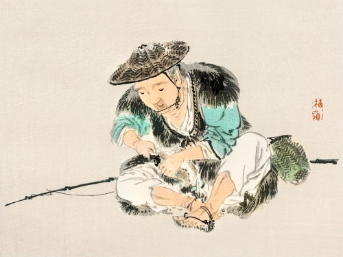 Man maintaining a fishing rod