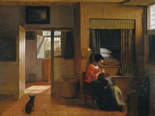 A Mother Delousing her Childs Hair