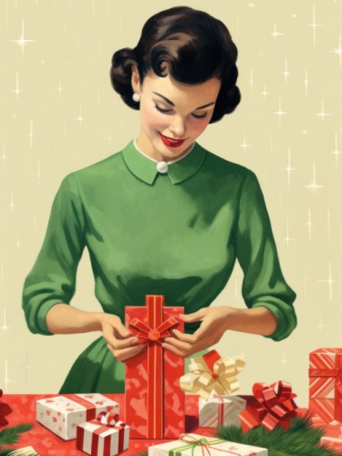 Pin-up девушка с подарками